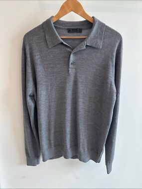 G/FORE Men's Heather Gray V-Neck Polo Sweater - LARGE